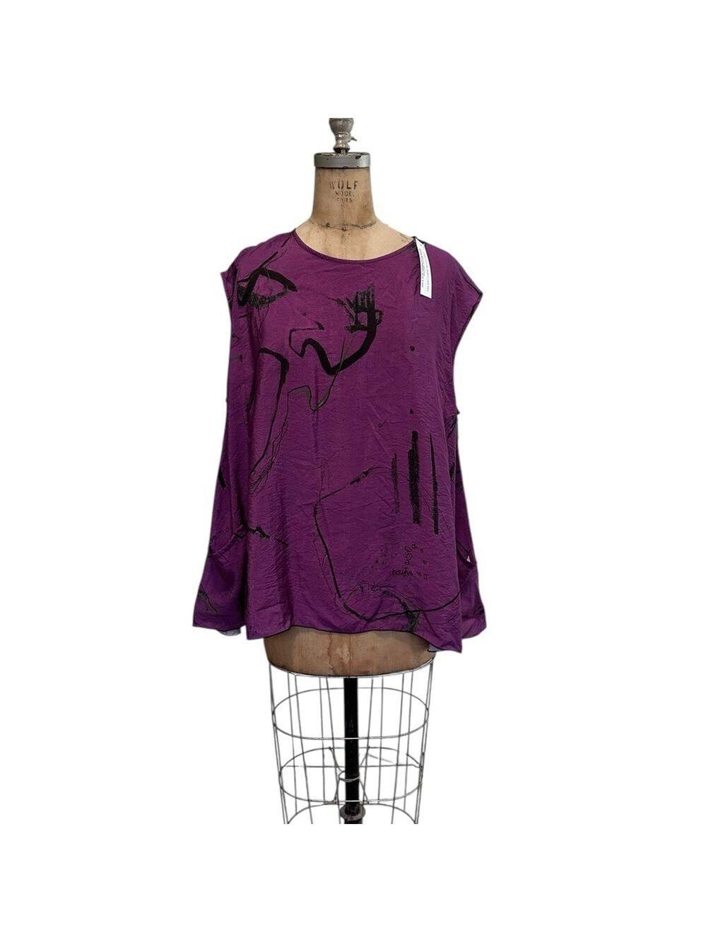 3 Potato NWT Purple Abstract Sleeveless Women's Top Size M/L Artsy Lagenlook